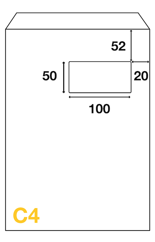 Fenêtre enveloppe C4 229x324 Dimensions Fenêtre enveloppe C4 229x324