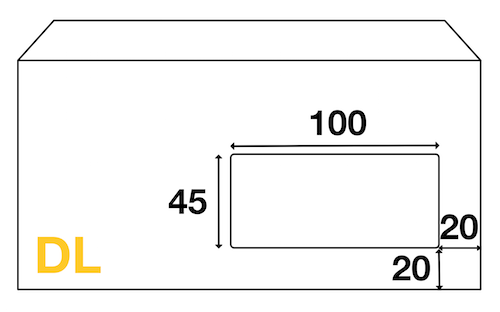 Fenêtre enveloppe DL 110x220 Dimensions Fenêtre enveloppe DL 110x220