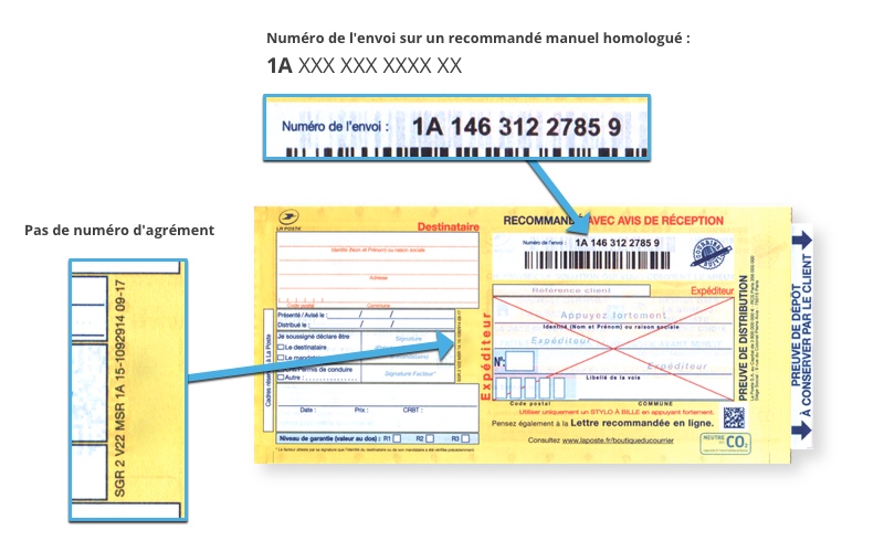 Bureaudeposte.net : aperçu d'un recommandé manuel avec AR homologué 1A