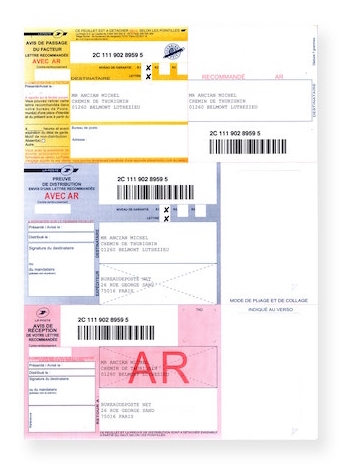 Recommandés A4 avec accusé réception avec code-barres