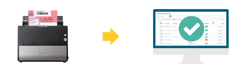 Scanner easyReco pour enregistrer des accusés-réception pour le suivi des envois dans easyReco, logiciel de traçabilité courrier