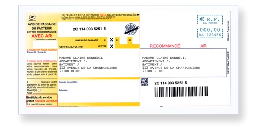 Enveloppe+recommande-a4-colle-affranchi Exemple d'enveloppe avec recommandé A4 plié, collé et affranchi