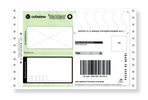 Liasse Colissimo sans signature face