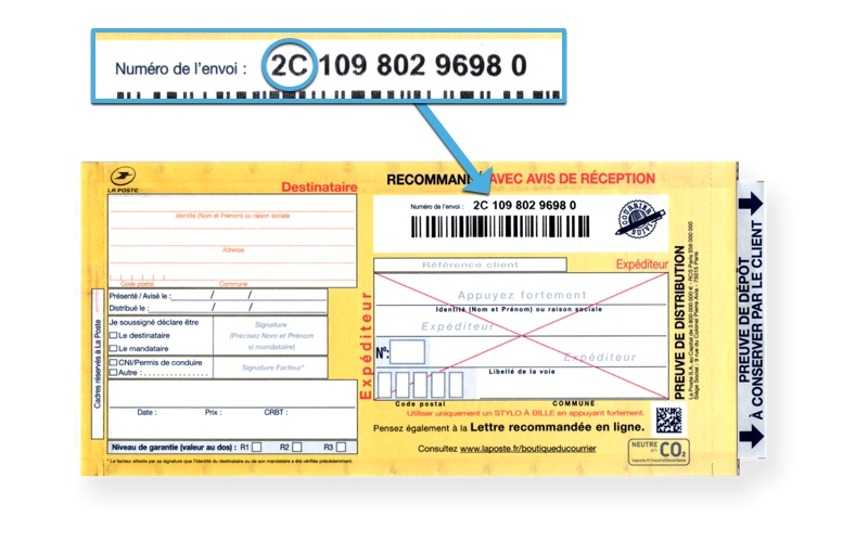 Recommande-avec-avis-de-reception-numero-suivi-2C Recommandé postal avec avis de réception : numéro de suivi en 2C