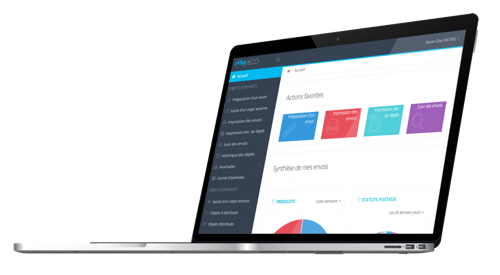 Macbook avec interface easyReco, logiciel de traçabilité de courrier et colis, conçu par Uxen