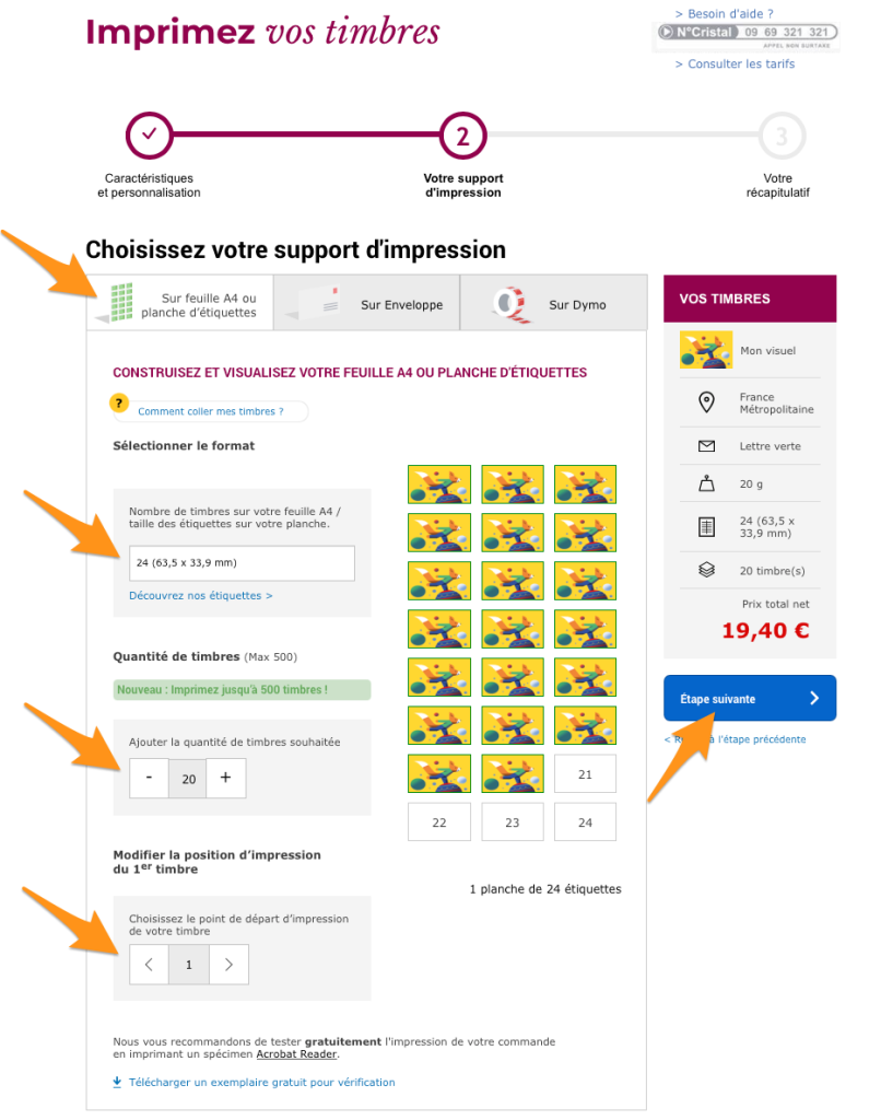 Mon Timbre en Ligne - choix du support