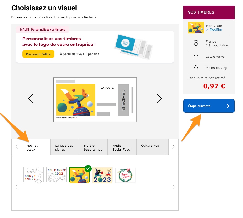 Mon Timbre en Ligne - choix du visuel