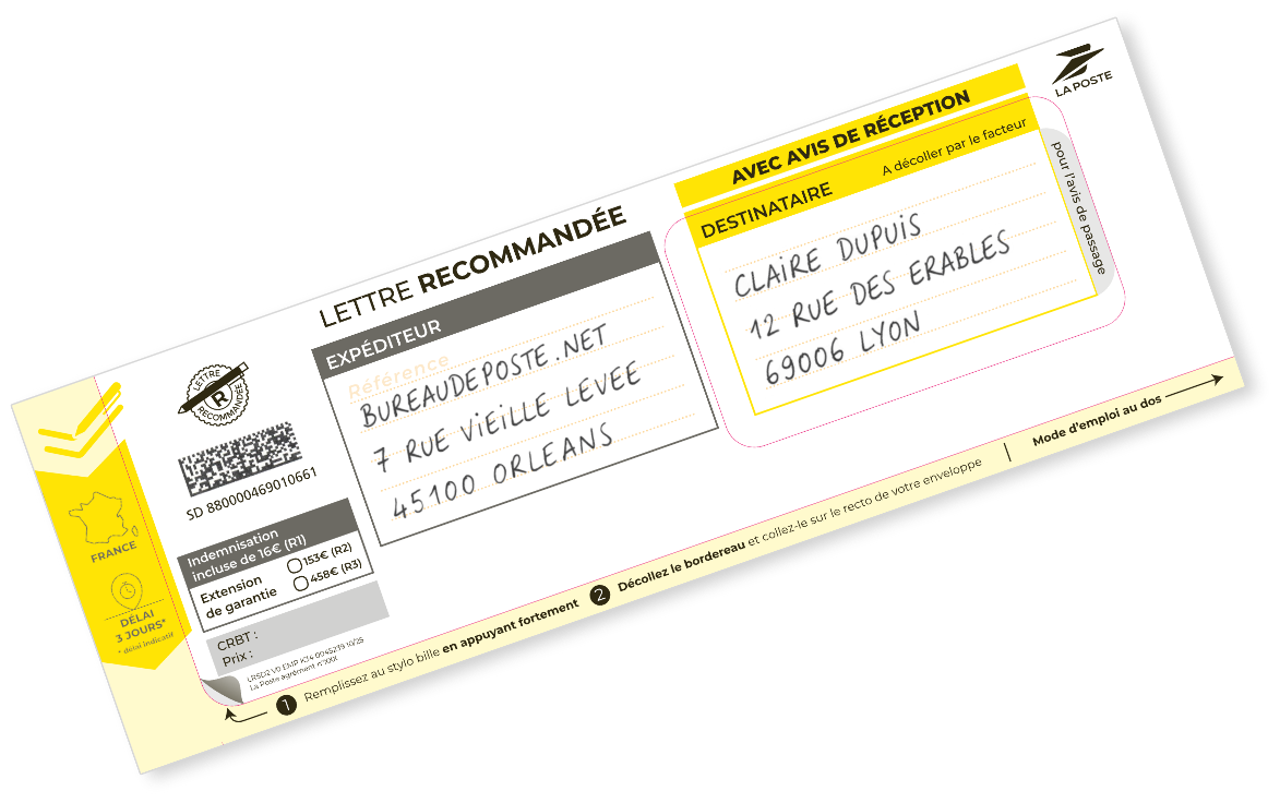 Recommandé manuel LRSD avec accusé de réception