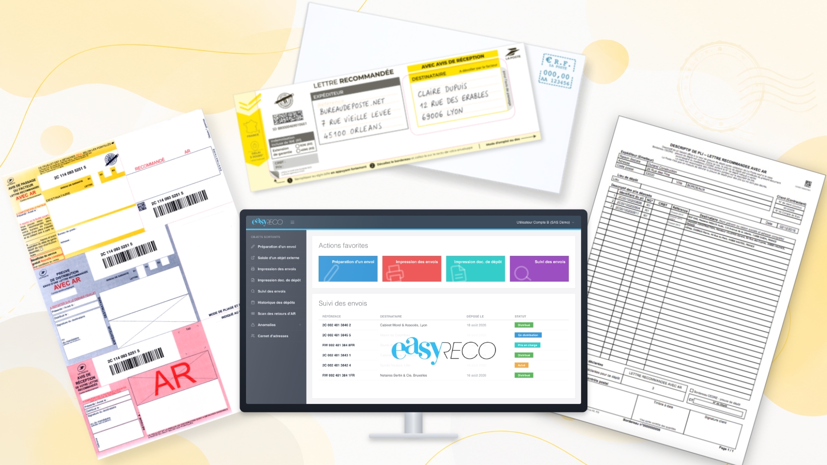 Lexique du recommandé : liasse LRSD, feuillets, avis de réception et suivi easyReco – Bureaudeposte.net