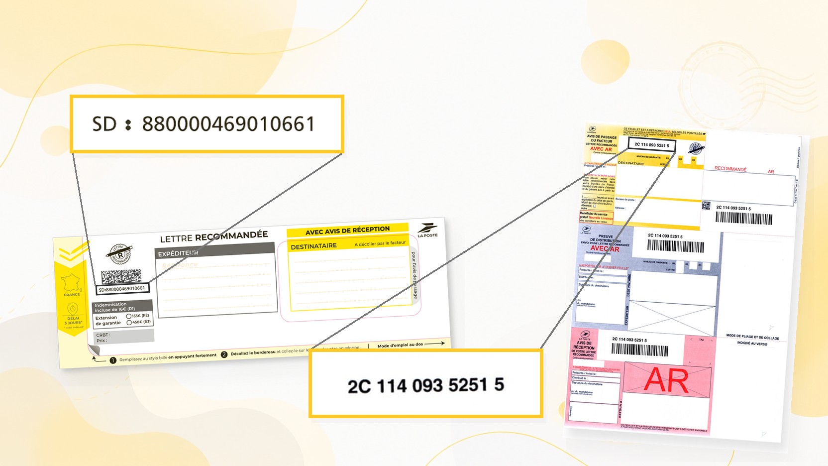 Banniere-numeros-suivi-recommandes Numéros de suivi des recommandés : SD sur la liasse LRSD, 2C sur le recommandé A4 – Bureaudeposte.net