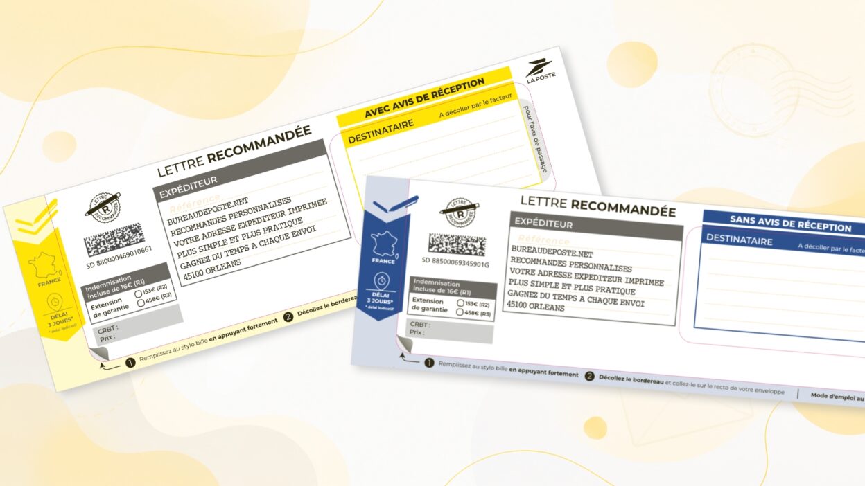 Recommandé LRSD avec avis de réception (jaune) ou sans avis de réception (bleu) – Bureaudeposte.net
