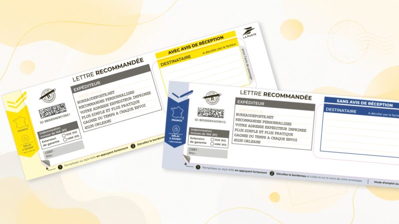 Recommandé LRSD avec avis de réception (jaune) ou sans avis de réception (bleu) – Bureaudeposte.net