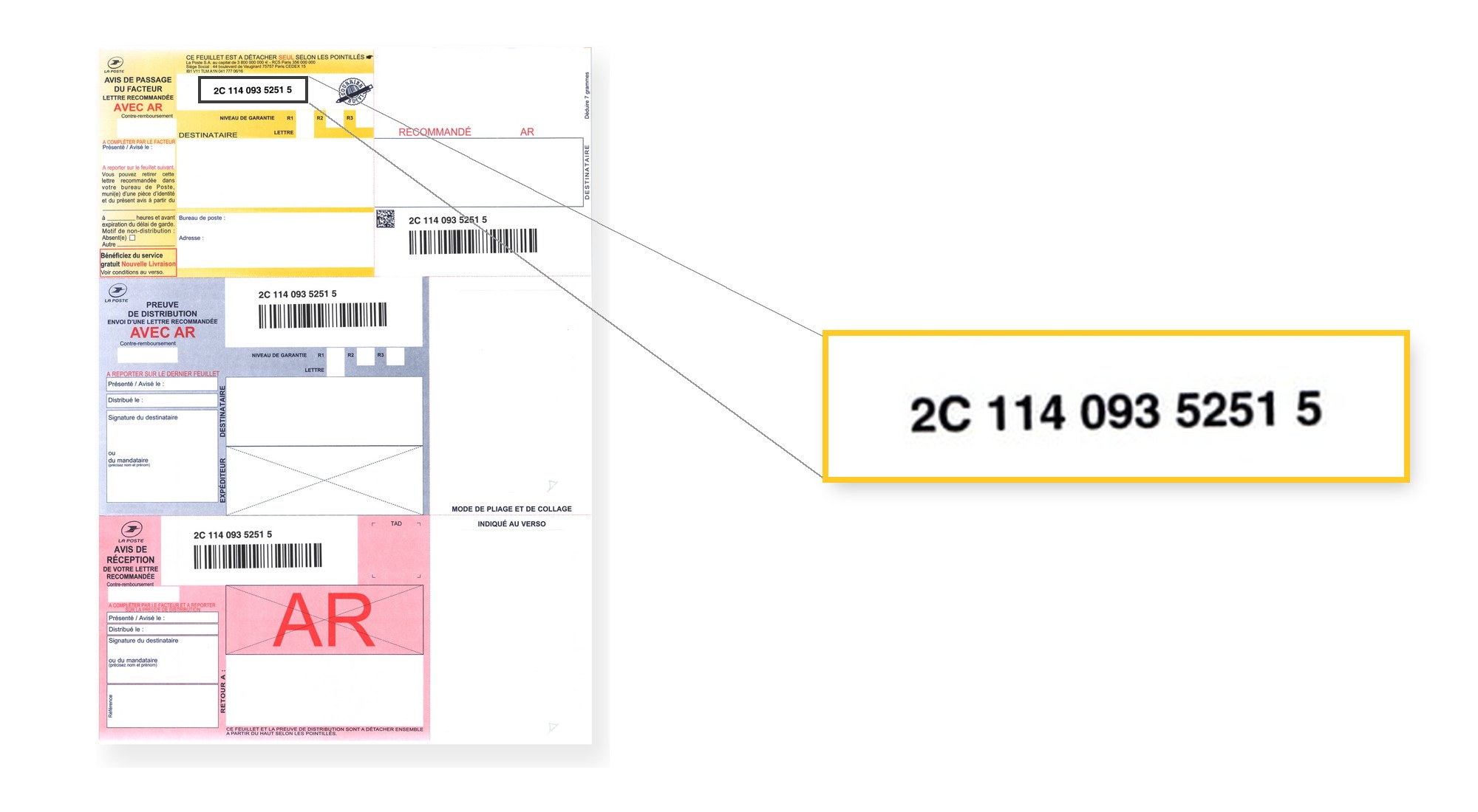 Recommande-A4-numero-suivi-2C Numéro de suivi 2C sur un recommandé A4 avec avis de réception – Bureaudeposte.net