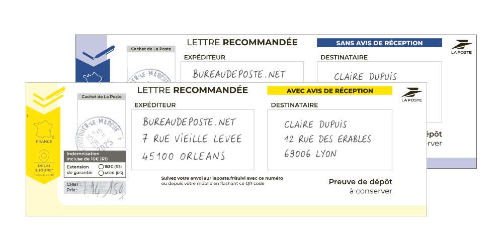 Preuves de dépôt tamponnées des recommandés LRSD avec AR et sans AR – Bureaudeposte.net